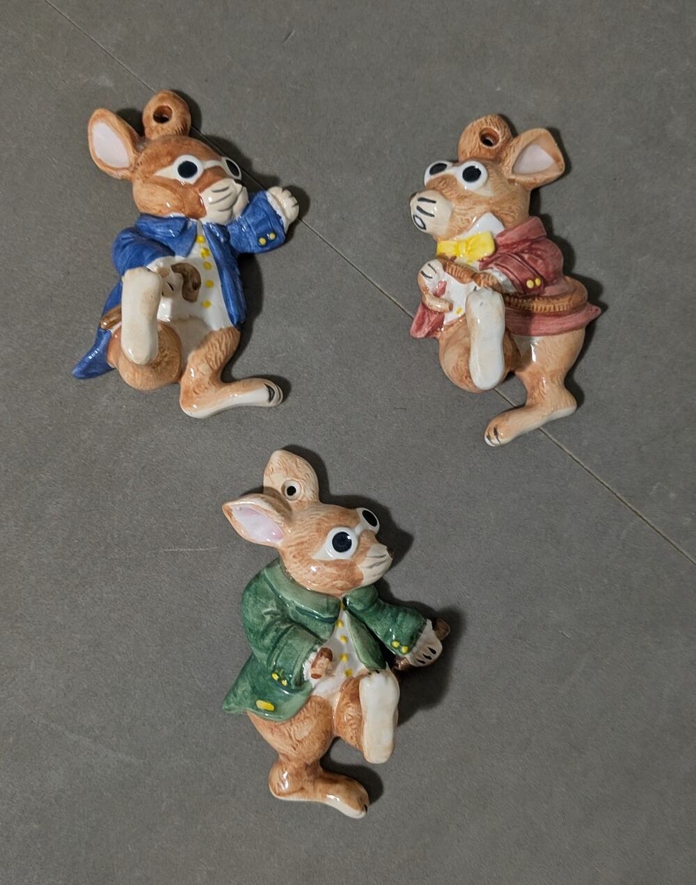 Vintage Shafford Mother Goose Three Blind Mice Ceramic Wall Hooks Hangers Set
